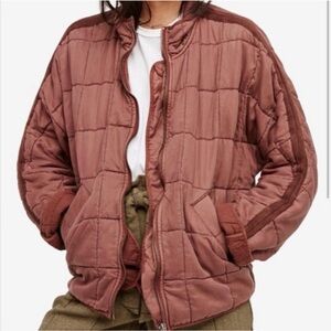 Free People Quilted Jacket in Brown